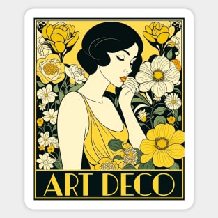 Art Deco Day Woman & Flowers Sticker